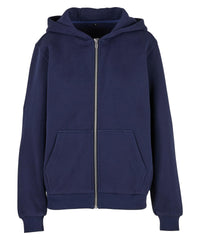 Build Your Brand Women’s Fluffy Zip Hoodie - Navy