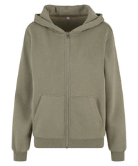 Build Your Brand Women’s Fluffy Zip Hoodie - Pale Olive