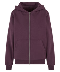Build Your Brand Women’s Fluffy Zip Hoodie - Plum Purple