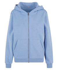 Build Your Brand Women’s Fluffy Zip Hoodie - Powder Blue