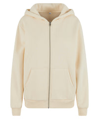 Build Your Brand Women’s Fluffy Zip Hoodie - White Sand