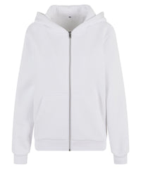 Build Your Brand Women’s Fluffy Zip Hoodie - White