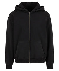 Build Your Brand Vintage Heavy Zip Hoodie - Black