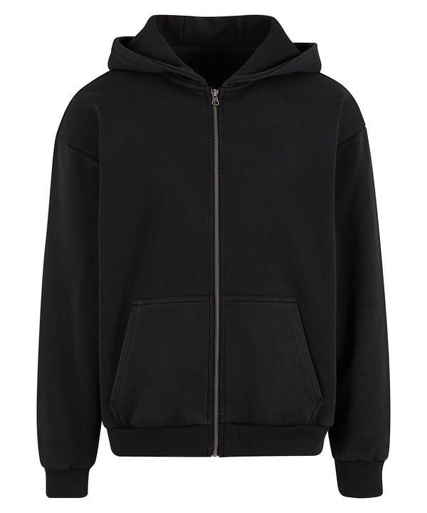 Build Your Brand Vintage Heavy Zip Hoodie - Black