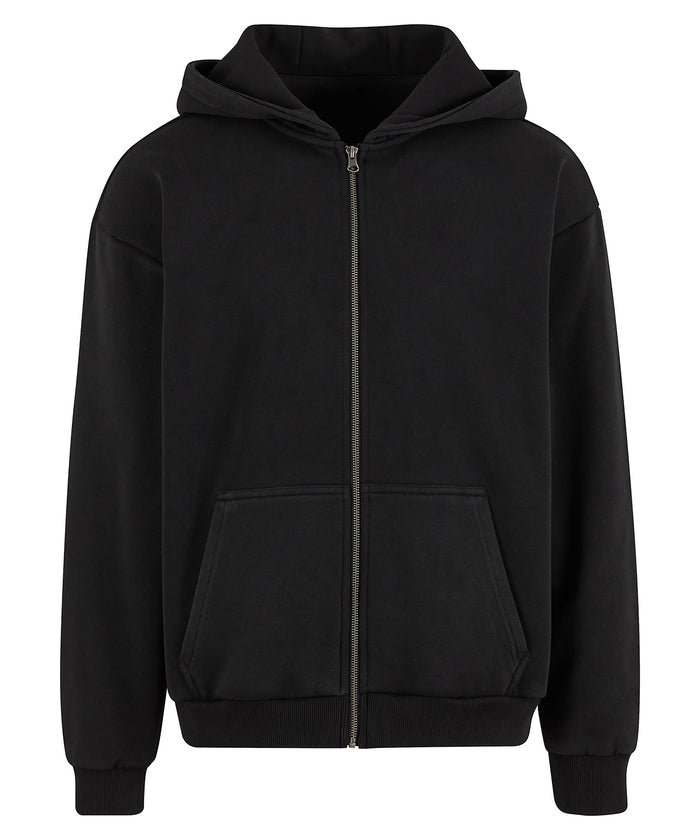 Build Your Brand Vintage Heavy Zip Hoodie - Black