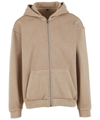 Build Your Brand Vintage Heavy Zip Hoodie - Chalk Dust