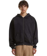 Build Your Brand Vintage Heavy Zip Hoodie - Black