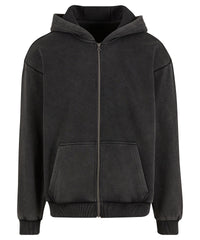 Build Your Brand Vintage Heavy Zip Hoodie - Magnet