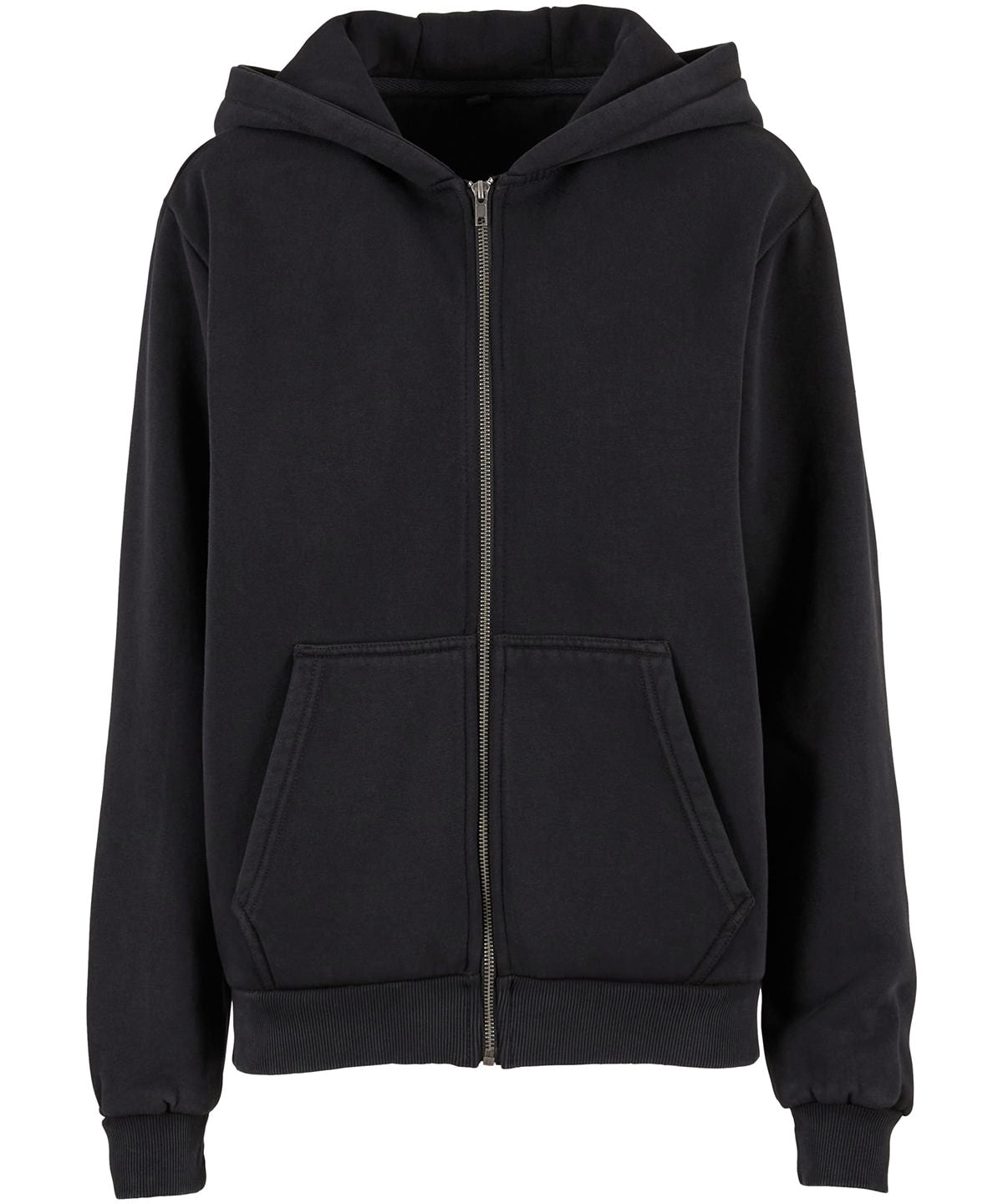 Build Your Brand Women’s Vintage Heavy Zip Hoodie - Black