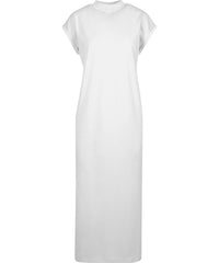 Build Your Brand Women’s Long Extended Shoulder Dress - White