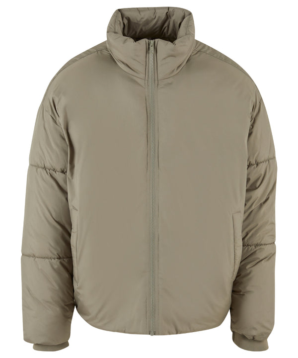 Build Your Brand Oversized Puffer Jacket - Pale Olive