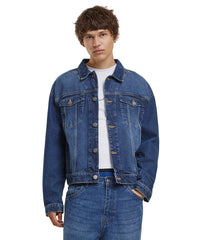 Build Your Brand Heavy Ounce Boxy Denim Jacket - Black Washed