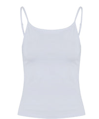 Build Your Brand Women’s Stretch Jersey Short Slim Top - White