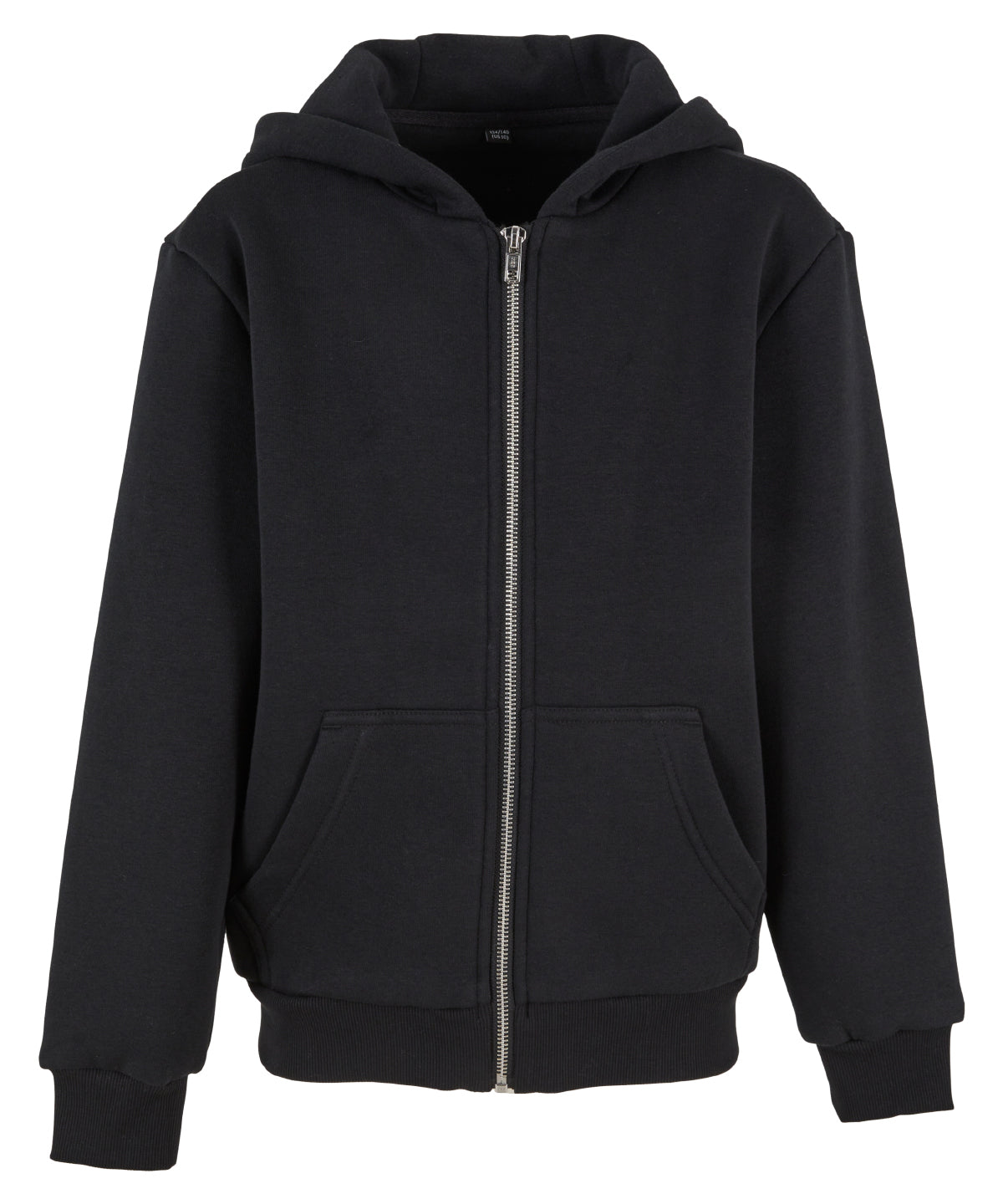 Build Your Brand Kids Fluffy Zip Hoodie - Black