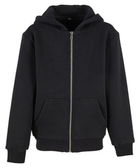 Build Your Brand Kids Fluffy Zip Hoodie - Black
