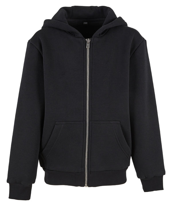 Build Your Brand Kids Fluffy Zip Hoodie - Black
