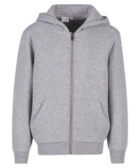Build Your Brand Kids Fluffy Zip Hoodie - Heather Grey