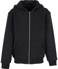 Build Your Brand Kids Fluffy Zip Hoodie - Black