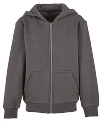 Build Your Brand Kids Fluffy Zip Hoodie - Magnet