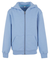 Build Your Brand Kids Fluffy Zip Hoodie - Powder Blue