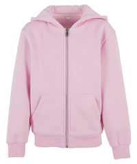Build Your Brand Kids Fluffy Zip Hoodie - Soft Pink