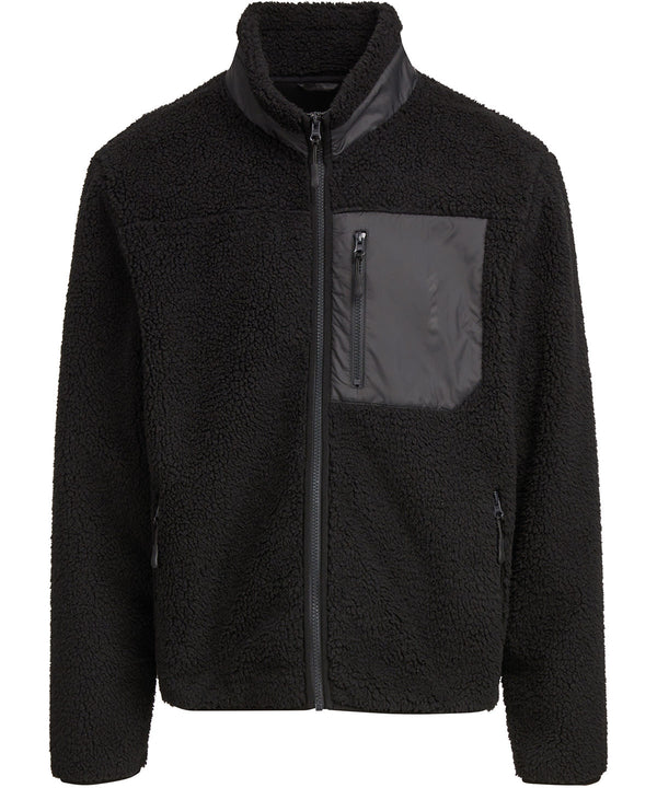 Build Your Brand Bonded Sherpa Jacket - Black