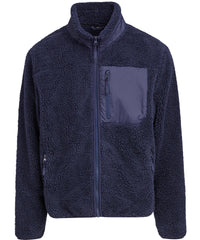 Build Your Brand Bonded Sherpa Jacket - Navy