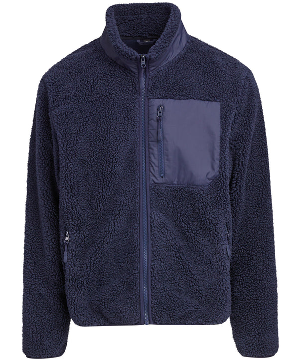 Build Your Brand Bonded Sherpa Jacket - Navy