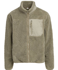 Build Your Brand Bonded Sherpa Jacket - Pale Olive
