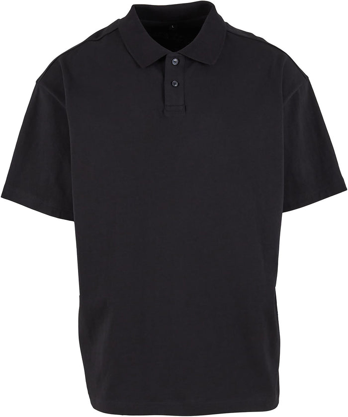 Build Your Brand Oversized Polo Shirt - Black