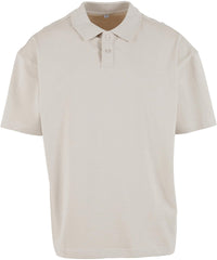 Build Your Brand Oversized Polo Shirt - Cloud