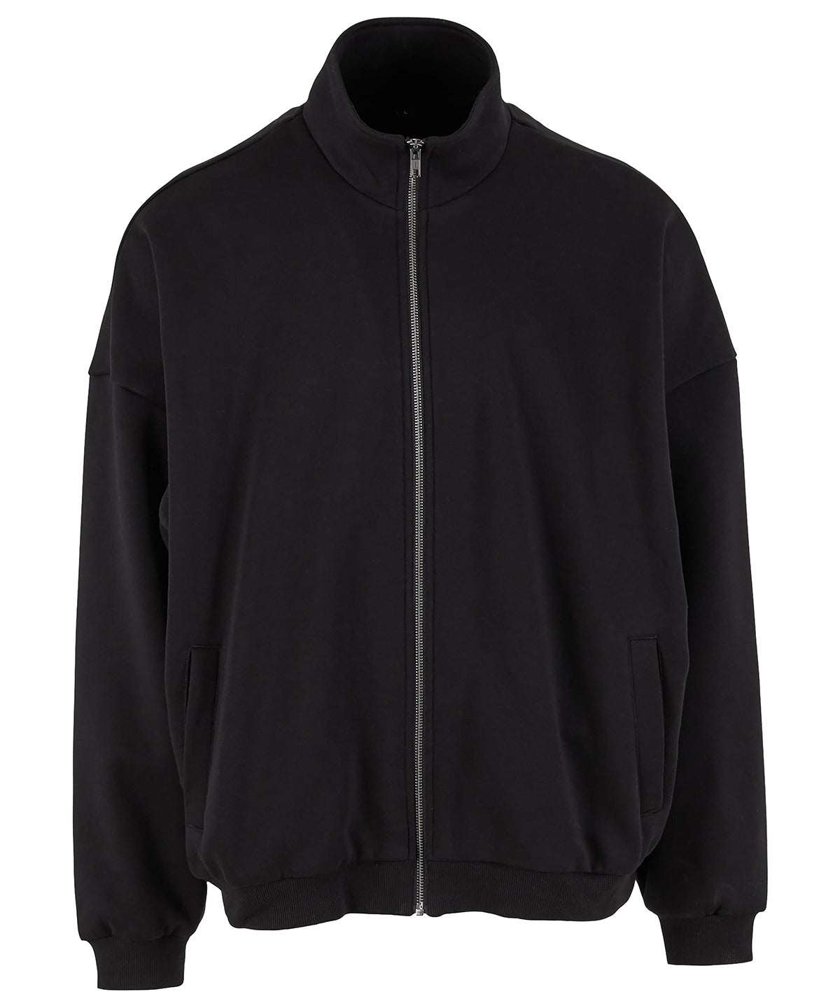 Build Your Brand Oversized Zip Jacket - Black