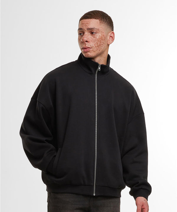 Build Your Brand Oversized Zip Jacket - Black
