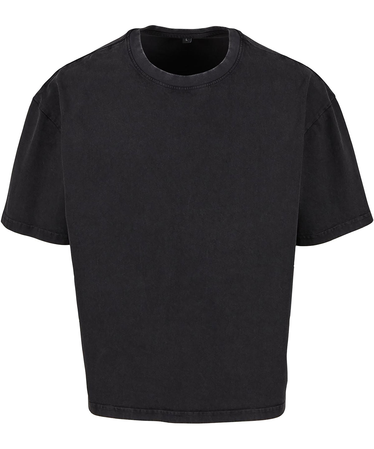 Build Your Brand Vintage Cropped Heavy Oversized Tee - Black