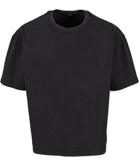 Build Your Brand Vintage Cropped Heavy Oversized Tee - Black