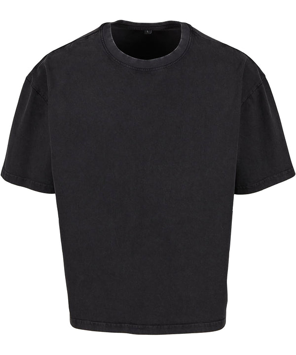 Build Your Brand Vintage Cropped Heavy Oversized Tee - Black