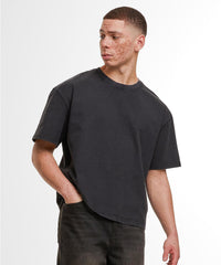 Build Your Brand Vintage Cropped Heavy Oversized Tee - Black