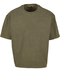 Build Your Brand Vintage Cropped Heavy Oversized Tee - Warm Khaki