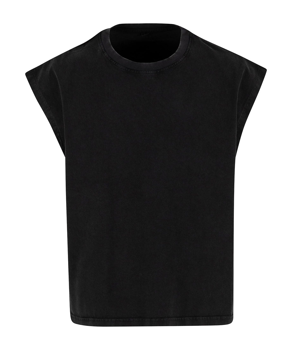 Build Your Brand Vintage Cropped Heavy Sleeveless Tee - Black