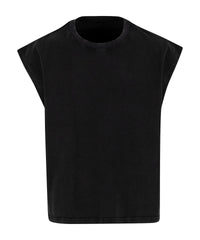 Build Your Brand Vintage Cropped Heavy Sleeveless Tee - Black