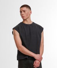 Build Your Brand Vintage Cropped Heavy Sleeveless Tee - Black