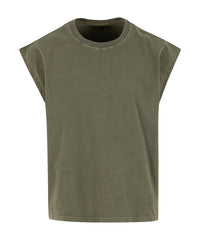 Build Your Brand Vintage Cropped Heavy Sleeveless Tee - Warm Khaki