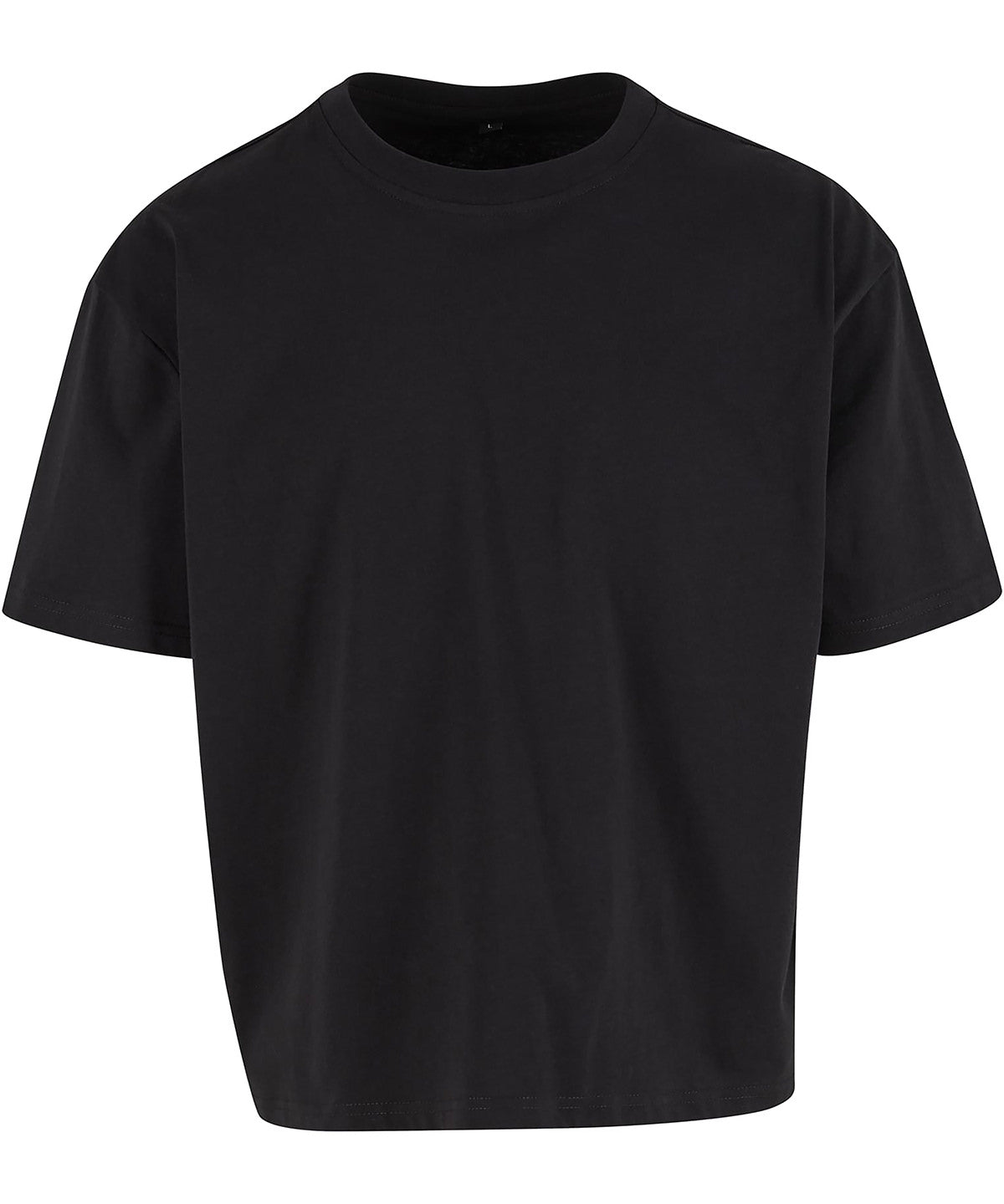 Build Your Brand Cropped Oversize Tee - Black