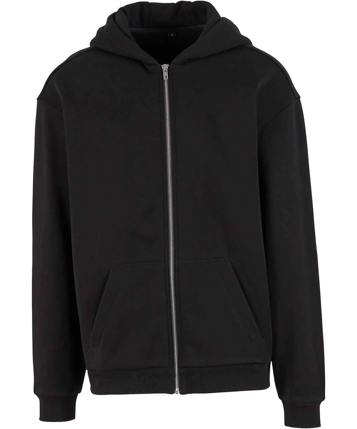 Build Your Brand Loose-fit Zip Hoodie - Black