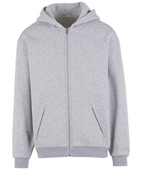 Build Your Brand Loose-fit Zip Hoodie - Heather Grey