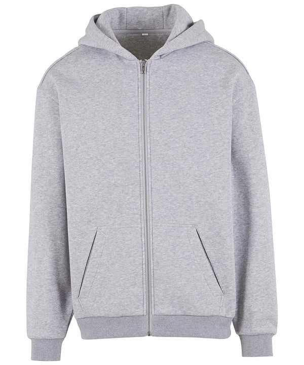 Build Your Brand Loose-fit Zip Hoodie - Heather Grey