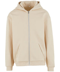 Build Your Brand Loose-fit Zip Hoodie - Sand