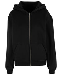 Build Your Brand Women’s Loose-fit Zip Hoodie - Black