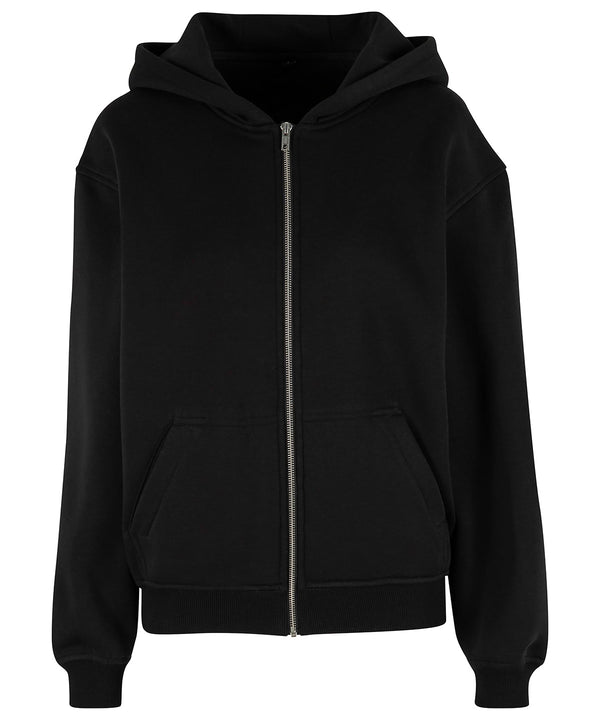 Build Your Brand Women’s Loose-fit Zip Hoodie - Black