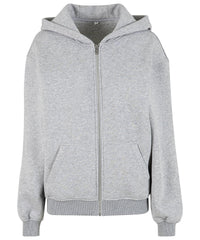 Build Your Brand Women’s Loose-fit Zip Hoodie - Heather Grey
